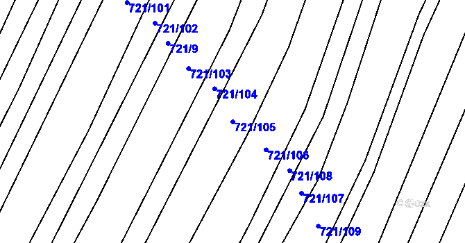 Parcela st. 721/105 v KÚ Blažovice, Katastrální mapa
