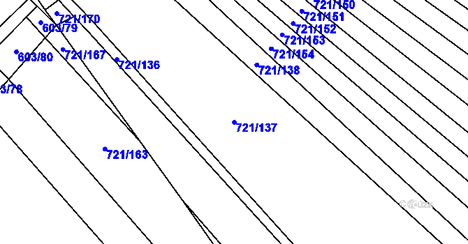Parcela st. 721/137 v KÚ Blažovice, Katastrální mapa