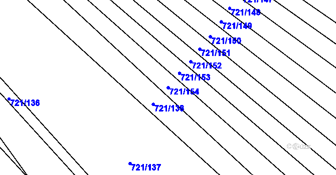Parcela st. 721/154 v KÚ Blažovice, Katastrální mapa