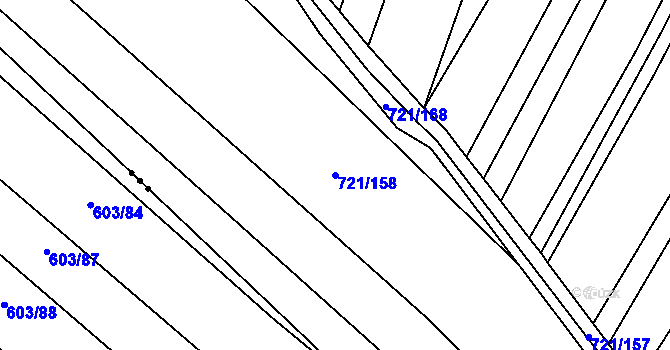 Parcela st. 721/158 v KÚ Blažovice, Katastrální mapa