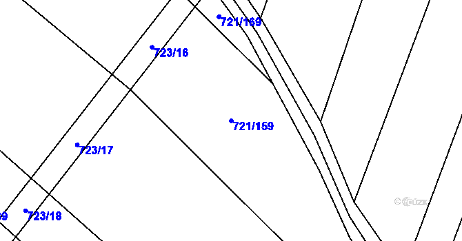 Parcela st. 721/159 v KÚ Blažovice, Katastrální mapa