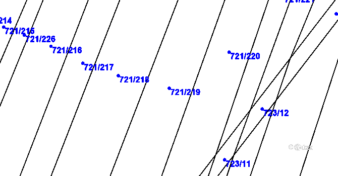 Parcela st. 721/219 v KÚ Blažovice, Katastrální mapa