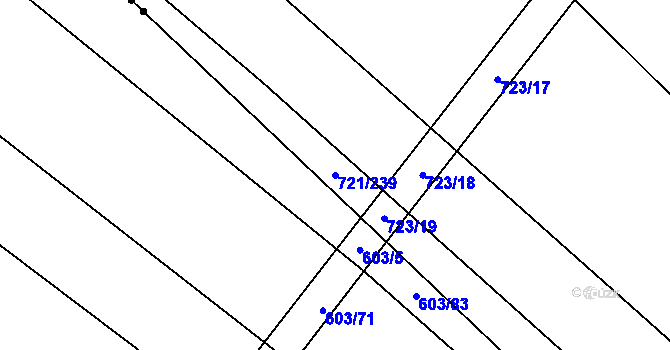 Parcela st. 721/239 v KÚ Blažovice, Katastrální mapa