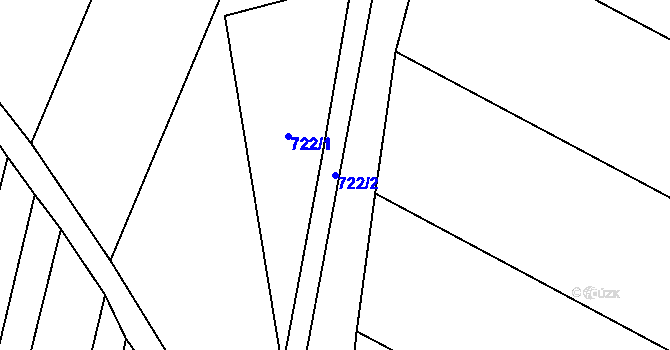 Parcela st. 722/2 v KÚ Blažovice, Katastrální mapa