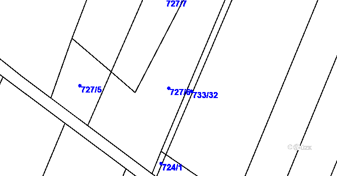 Parcela st. 727/6 v KÚ Blažovice, Katastrální mapa