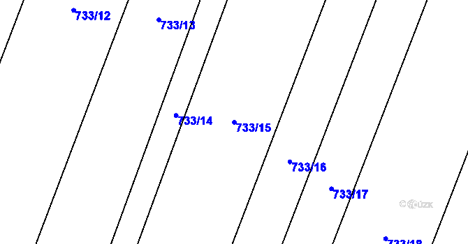 Parcela st. 733/15 v KÚ Blažovice, Katastrální mapa