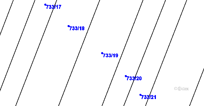 Parcela st. 733/19 v KÚ Blažovice, Katastrální mapa