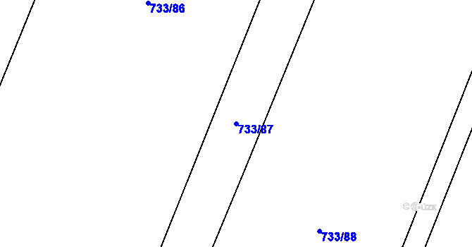 Parcela st. 733/87 v KÚ Blažovice, Katastrální mapa