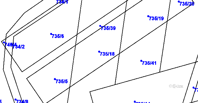 Parcela st. 735/18 v KÚ Blažovice, Katastrální mapa