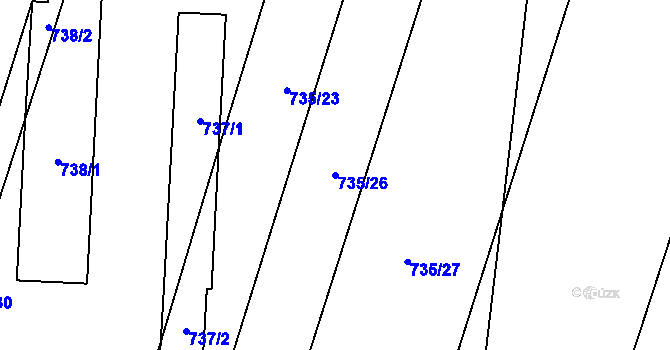 Parcela st. 735/26 v KÚ Blažovice, Katastrální mapa