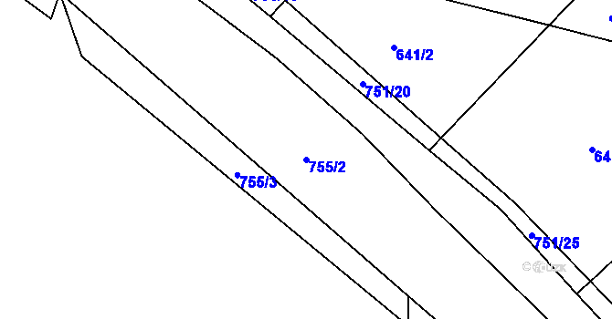 Parcela st. 755/2 v KÚ Blažovice, Katastrální mapa