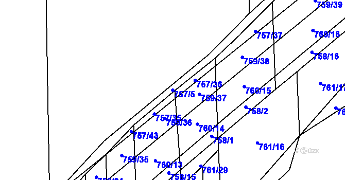 Parcela st. 757/5 v KÚ Blažovice, Katastrální mapa