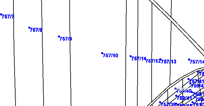 Parcela st. 757/10 v KÚ Blažovice, Katastrální mapa