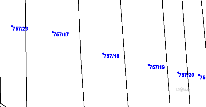 Parcela st. 757/18 v KÚ Blažovice, Katastrální mapa