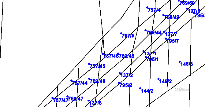 Parcela st. 757/46 v KÚ Blažovice, Katastrální mapa
