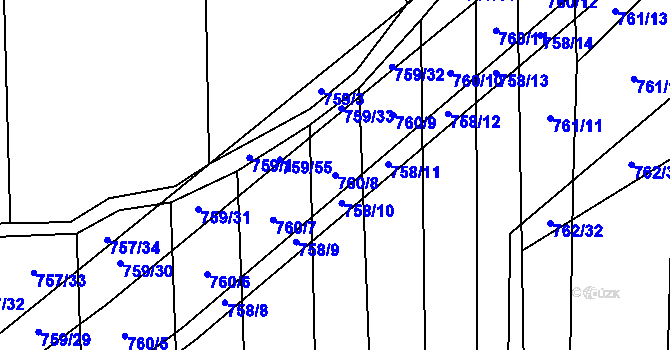 Parcela st. 760/8 v KÚ Blažovice, Katastrální mapa