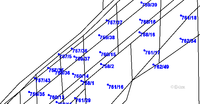 Parcela st. 760/15 v KÚ Blažovice, Katastrální mapa