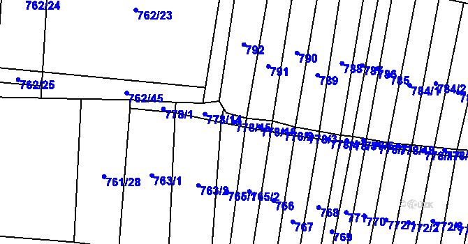 Parcela st. 778/15 v KÚ Blažovice, Katastrální mapa