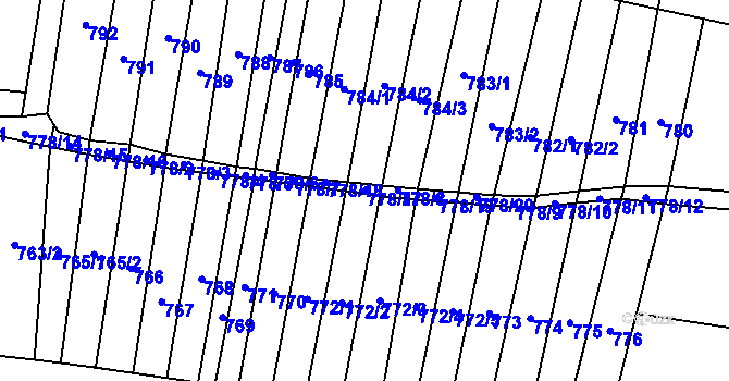 Parcela st. 778/17 v KÚ Blažovice, Katastrální mapa