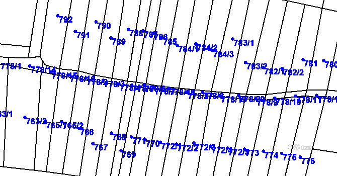 Parcela st. 778/18 v KÚ Blažovice, Katastrální mapa
