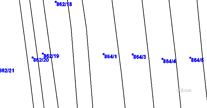 Parcela st. 864/1 v KÚ Blažovice, Katastrální mapa