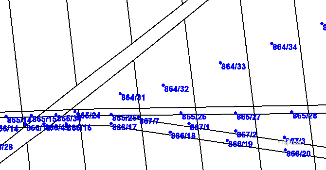 Parcela st. 864/32 v KÚ Blažovice, Katastrální mapa
