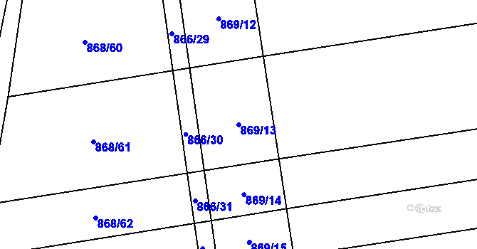 Parcela st. 869/13 v KÚ Blažovice, Katastrální mapa