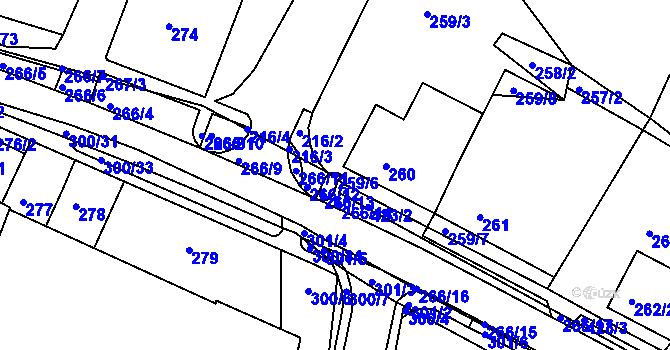 Parcela st. 259/6 v KÚ Blažovice, Katastrální mapa