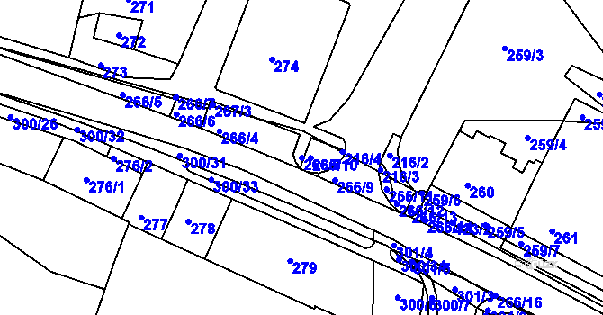 Parcela st. 266/8 v KÚ Blažovice, Katastrální mapa