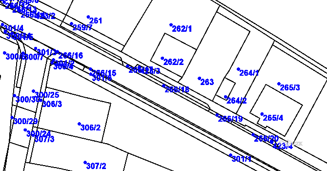 Parcela st. 266/18 v KÚ Blažovice, Katastrální mapa