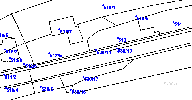Parcela st. 538/11 v KÚ Blažovice, Katastrální mapa