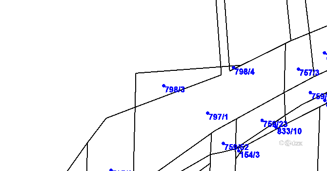 Parcela st. 798/3 v KÚ Blažovice, Katastrální mapa