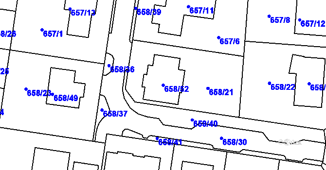 Parcela st. 658/52 v KÚ Blažovice, Katastrální mapa