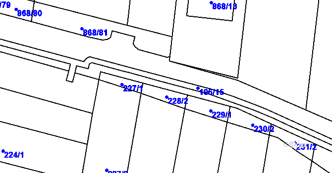 Parcela st. 228/3 v KÚ Blažovice, Katastrální mapa