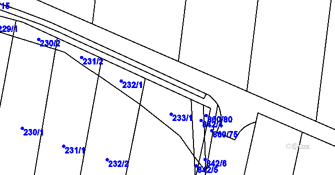 Parcela st. 233/3 v KÚ Blažovice, Katastrální mapa
