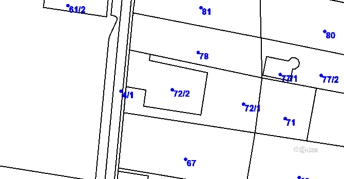 Parcela st. 72/2 v KÚ Blažovice, Katastrální mapa