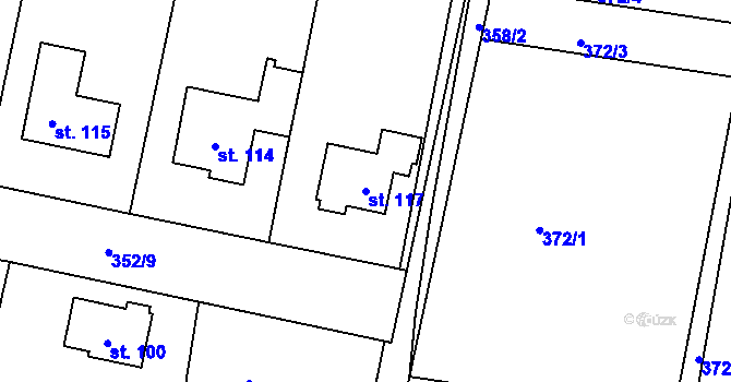 Parcela st. 117 v KÚ Blešno, Katastrální mapa