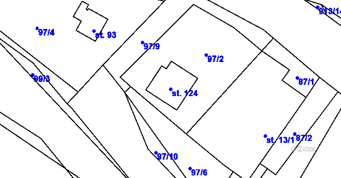 Parcela st. 124 v KÚ Blešno, Katastrální mapa