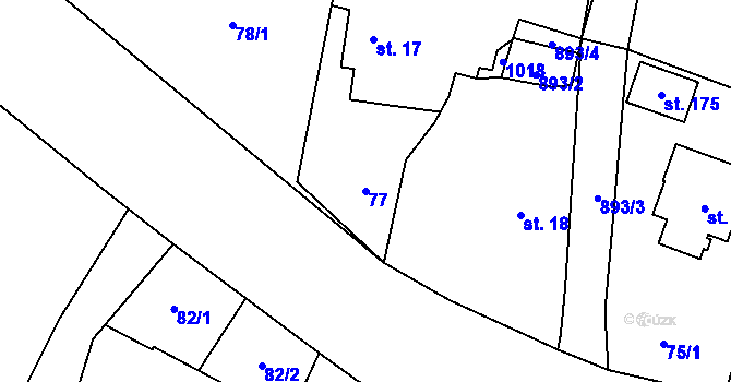 Parcela st. 77 v KÚ Blešno, Katastrální mapa