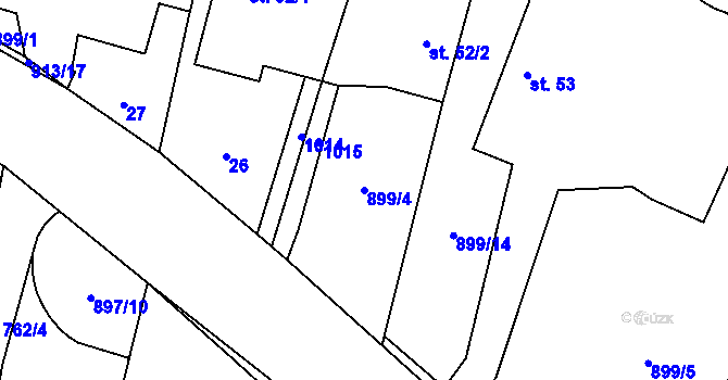 Parcela st. 899/4 v KÚ Blešno, Katastrální mapa