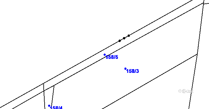 Parcela st. 158/5 v KÚ Blešno, Katastrální mapa