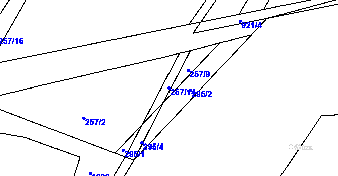 Parcela st. 257/14 v KÚ Blešno, Katastrální mapa