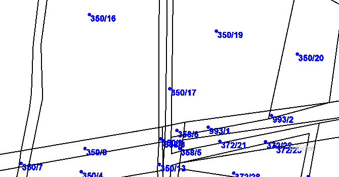 Parcela st. 350/17 v KÚ Blešno, Katastrální mapa