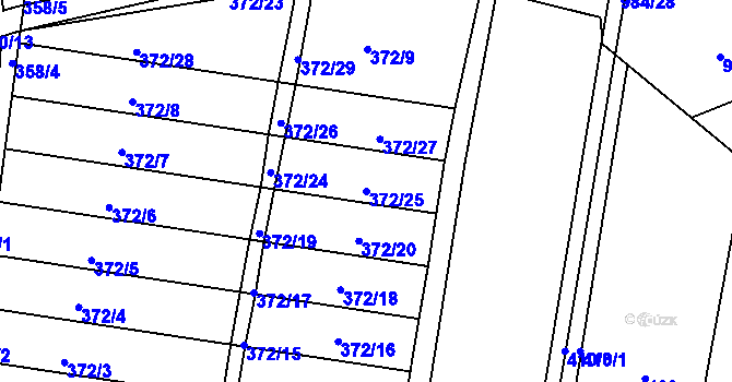 Parcela st. 372/25 v KÚ Blešno, Katastrální mapa