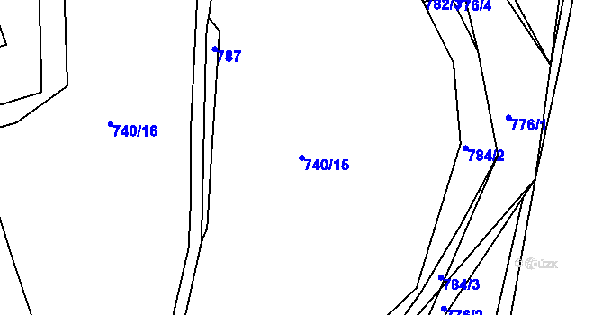 Parcela st. 740/15 v KÚ Blešno, Katastrální mapa