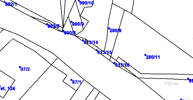 Parcela st. 913/15 v KÚ Blešno, Katastrální mapa