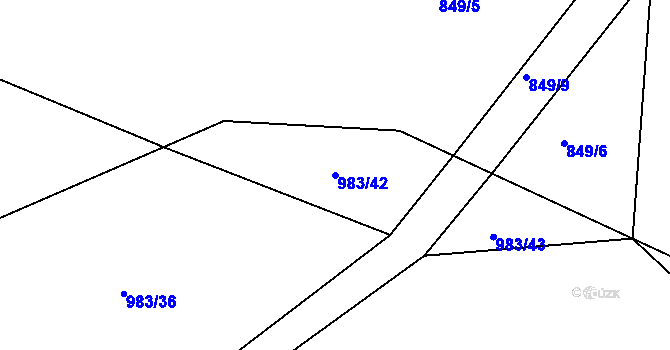 Parcela st. 983/42 v KÚ Blešno, Katastrální mapa