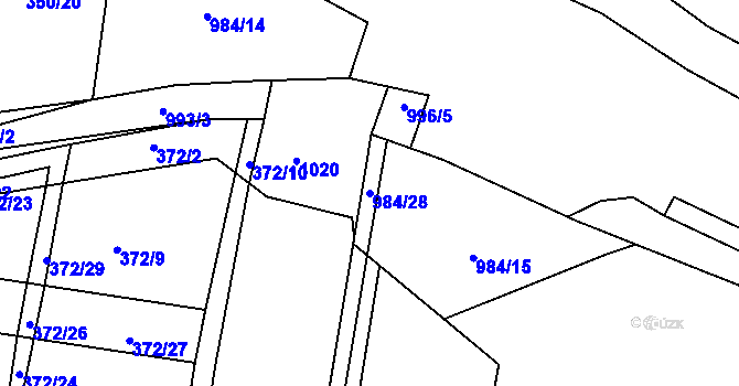 Parcela st. 984/28 v KÚ Blešno, Katastrální mapa