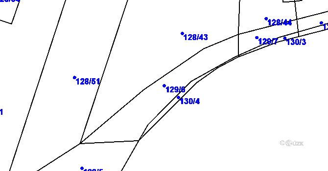 Parcela st. 129/6 v KÚ Blevice, Katastrální mapa