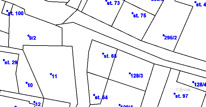 Parcela st. 65 v KÚ Blevice, Katastrální mapa